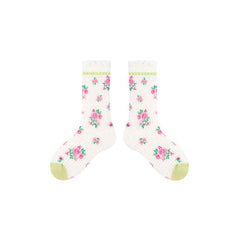 4-Pack Kids Cotton Crew Socks Bunny Puffs Floral Breathable Cute Casual