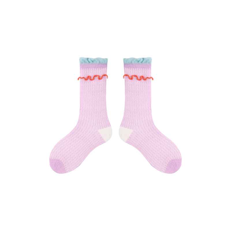 4-Pack Kids Cotton Crew Socks Bunny Puffs Floral Breathable Cute Casual