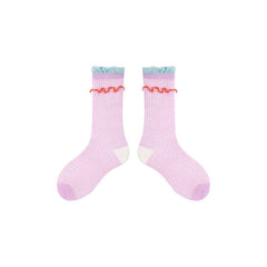 4-Pack Kids Cotton Crew Socks Bunny Puffs Floral Breathable Cute Casual