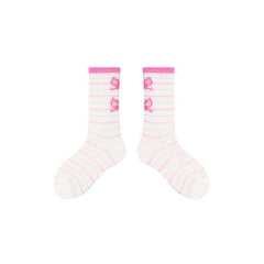 4-Pack Kids Cotton Crew Socks Bunny Puffs Floral Breathable Cute Casual