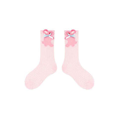 4-Pack Kids Cotton Crew Socks Bunny Puffs Floral Breathable Cute Casual