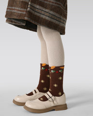 4-Pack Coffee Cat Half Velvet Kids Socks Cozy Soft Coral Fleece Crew