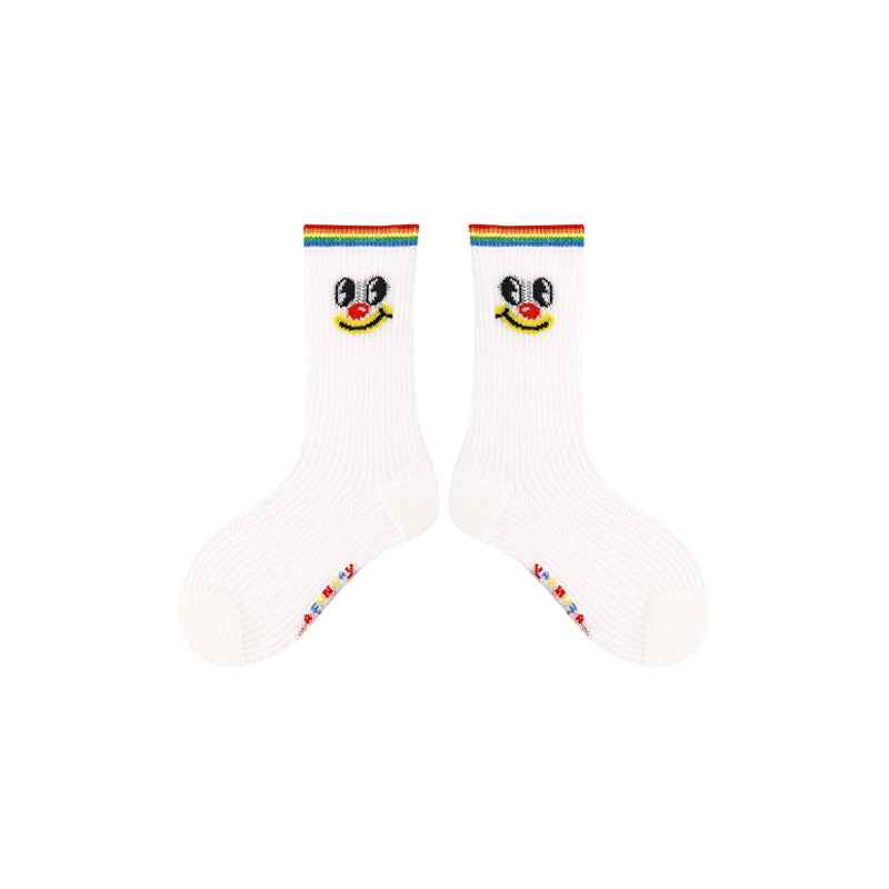 4-Pack Kids Cotton Crew Socks Color Plan Letter Cute Casual