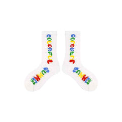 4-Pack Kids Cotton Crew Socks Color Plan Letter Cute Casual