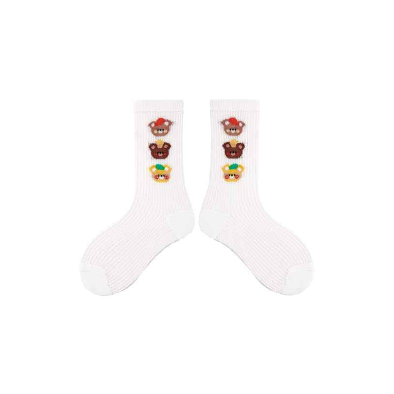 4-Pack Kids Cotton Crew Socks Color Plan Letter Cute Casual