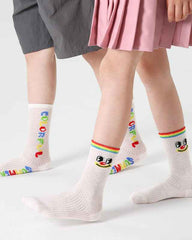 4-Pack Kids Cotton Crew Socks Color Plan Letter Cute Casual