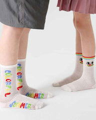 4-Pack Kids Cotton Crew Socks Color Plan Letter Cute Casual