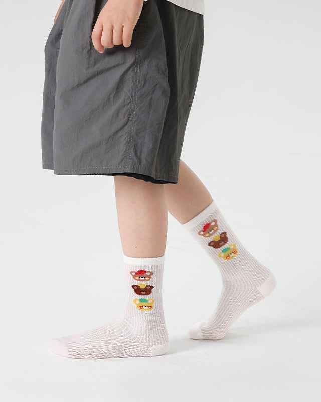 4-Pack Kids Cotton Crew Socks Color Plan Letter Cute Casual