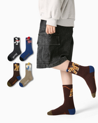 4-Pack Corner Animals Half Velvet Kids Socks Cozy Soft Coral Fleece Crew