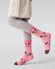 4-Pack Cute Cat Rabbit Half Velvet Kids Socks Cozy Soft Coral Fleece Crew