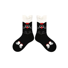 4-Pack Cute Cats Series Kids Crew Socks Girls Cotton Cute Socks