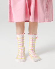 4-팩 아동용 면 크루 양말 드림 발레 러플 귀여운 캐주얼