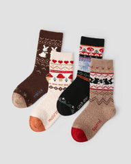 4組合森林探險半絨兒童襪子舒適柔軟珊瑚絨中筒