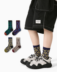 4-Pack Geometric World Half Velvet Kids Socks Cozy Soft Coral Fleece Crew