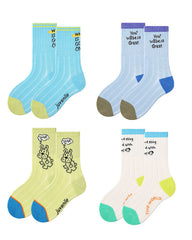 4-Pack Grunt Puppy Series Kids Boys Socks Mesh Cute Cartoon Socks