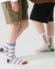 4-Pack Kids Cotton Crew Socks Gummy Grizzly Bear Stripe Casual