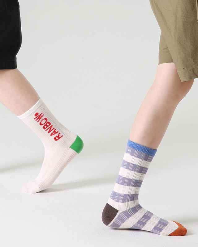 4-Pack Kids Cotton Crew Socks Gummy Grizzly Bear Stripe Casual