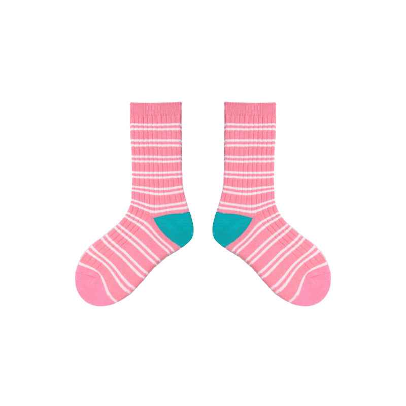 4-Pack Kids Cotton Crew Socks Colorful Stripes Casual