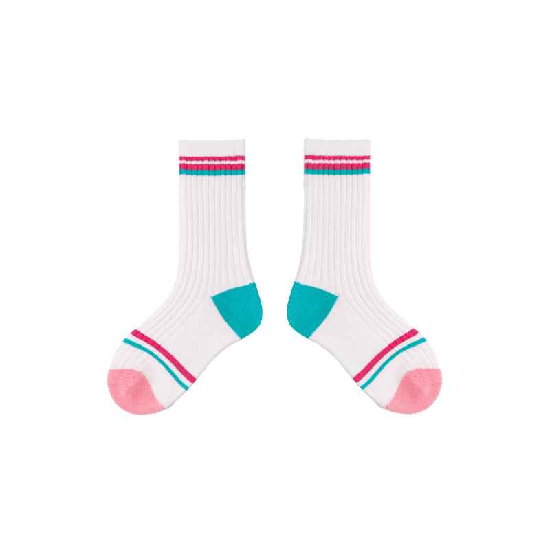 4-Pack Kids Cotton Crew Socks Colorful Stripes Casual