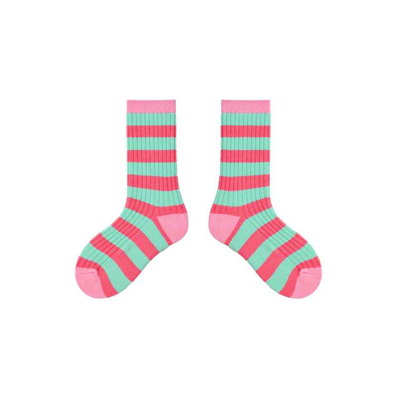 4-Pack Kids Cotton Crew Socks Colorful Stripes Casual