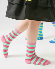 4-Pack Kids Cotton Crew Socks Colorful Stripes Casual