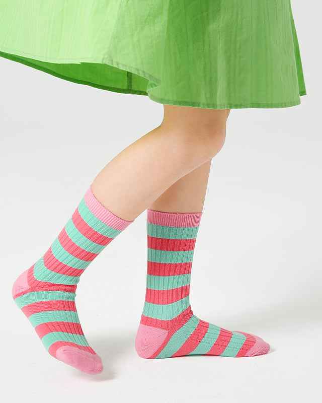 4-Pack Kids Cotton Crew Socks Colorful Stripes Casual