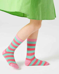 4-Pack Kids Cotton Crew Socks Colorful Stripes Casual