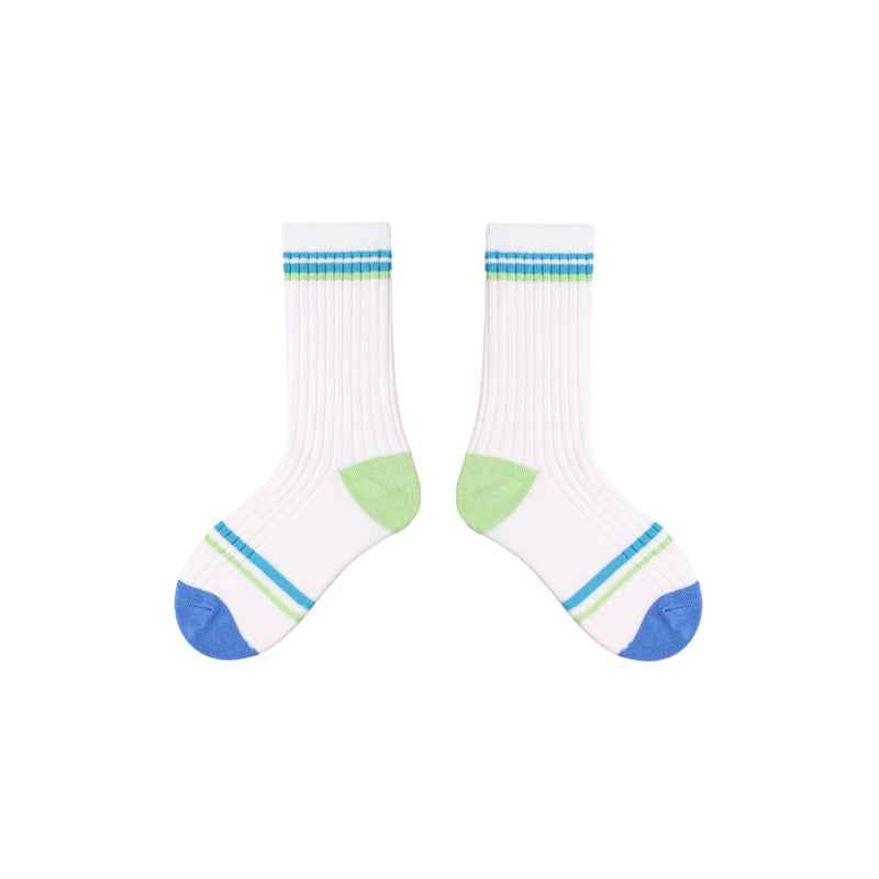 4-Pack Kids Cotton Crew Socks Colorful Retro Stripes Casual