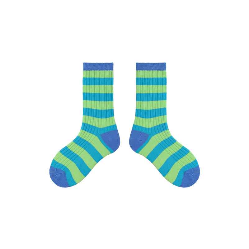 4-Pack Kids Cotton Crew Socks Colorful Retro Stripes Casual