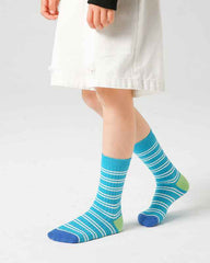 4-Pack Kids Cotton Crew Socks Colorful Retro Stripes Casual