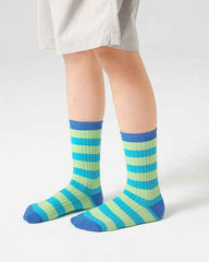 4-Pack Kids Cotton Crew Socks Colorful Retro Stripes Casual
