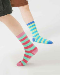 4-Pack Kids Cotton Crew Socks Colorful Retro Stripes Casual