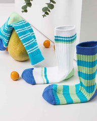 4-Pack Kids Cotton Crew Socks Colorful Retro Stripes Casual