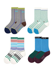 4入裝兒童中筒襪 梳棉材質 透氣吸汗