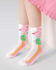4-Pack Magic Star Bunny Series Kids Socks Thin Mesh Cotton Crew Socks
