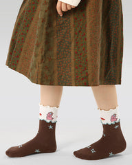 4-Pack Kids Cotton Crew Socks Mousse Party Ruffle Cute Casual