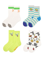 4-Pack Puppy Club Kids Mesh Breathable Cotton Crew Boys Socks