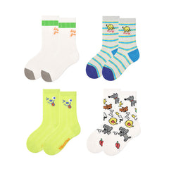 4-Pack Puppy Club Kids Mesh Breathable Cotton Crew Boys Socks