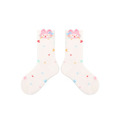4-Pack Rainbow Bunny Series Kids Socks Thin Mesh Cute Girls Socks