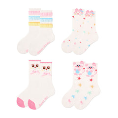 4-Pack Rainbow Bunny Series Kids Socks Thin Mesh Cute Girls Socks