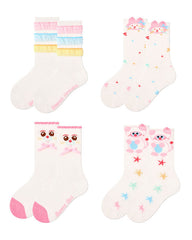 4-Pack Rainbow Bunny Series Kids Socks Thin Mesh Cute Girls Socks