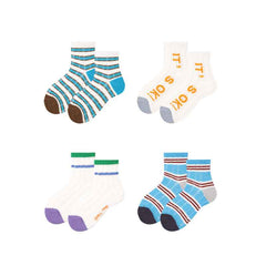 4-Pack Kids Cotton Ankle Socks Striped Story Breathable Stripe Casual
