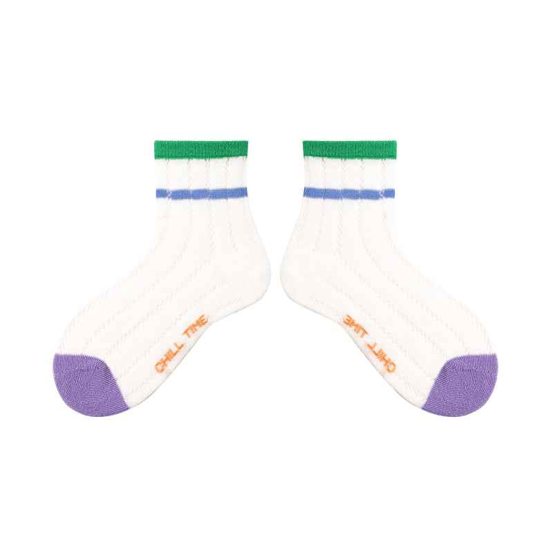 4-Pack Kids Cotton Ankle Socks Striped Story Breathable Stripe Casual