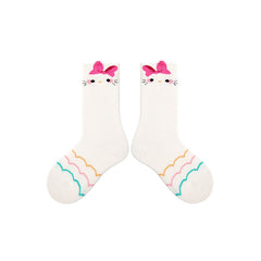 4 Pack Sweet Cats Series Kids Socks Cartoon Cute Combed Cotton Crew Socks