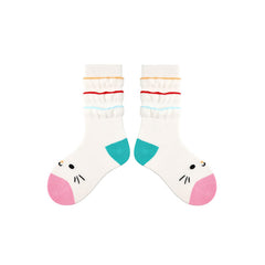 4 Pack Sweet Cats Series Kids Socks Cartoon Cute Combed Cotton Crew Socks
