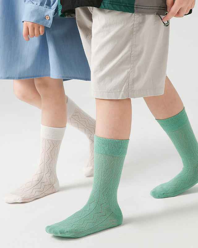 4-Pack Kids Cotton Crew Socks Colorful Mesh Casual