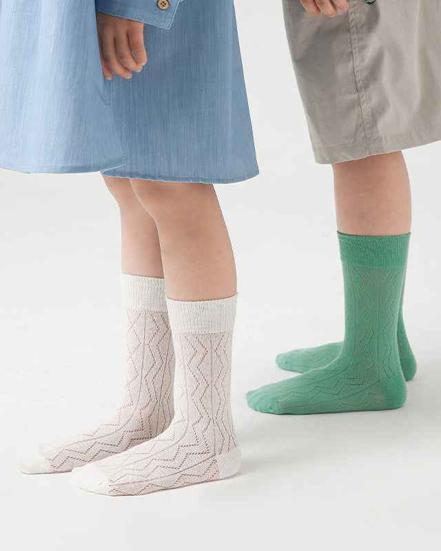 4-Pack Kids Cotton Crew Socks Colorful Mesh Casual