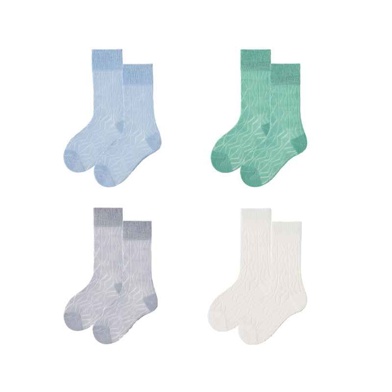 4-Pack Kids Cotton Crew Socks Colorful Mesh Casual