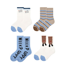 4 Pack Weekend Puppy Series Kids Socks Seamless Combed Cotton
