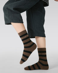 4パック ブラック グレー シャドウ ハーフベルベット キッズ ソックス 厚手 暖かい コーラルフリース クルー ソックス